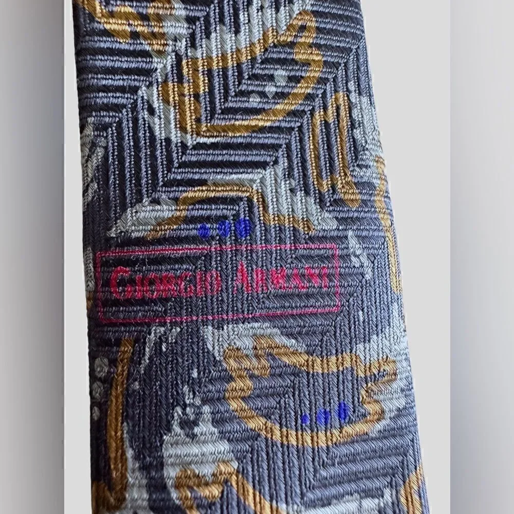 Giorgio Armani mens dark blue geometric print neck tie